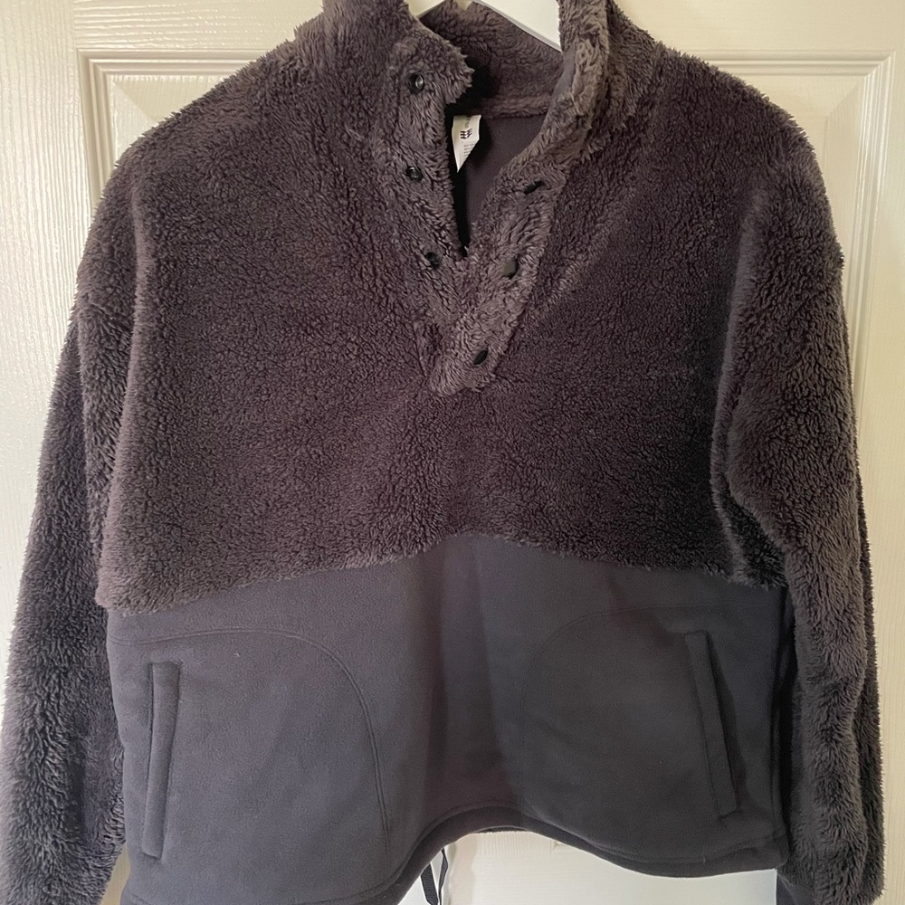 Black faux fur sweatshirt